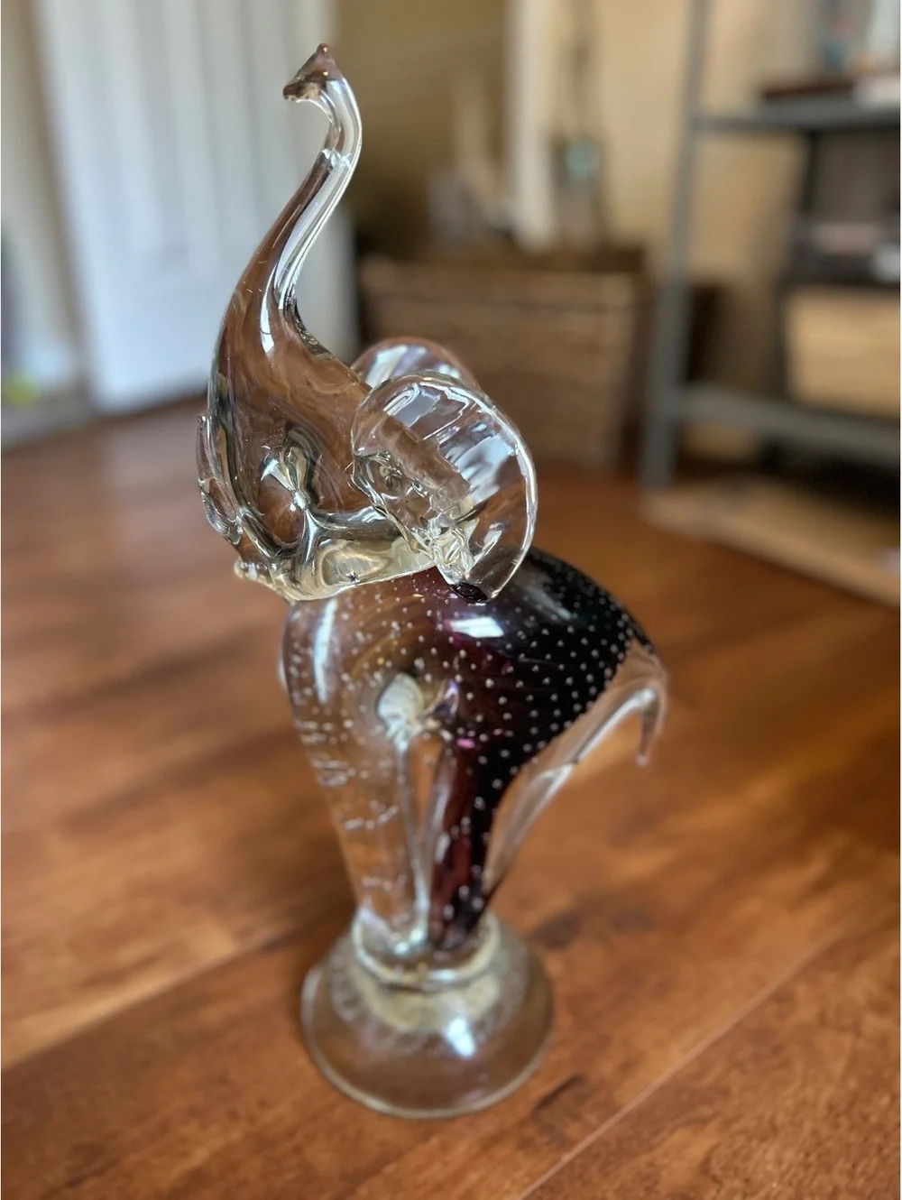Vintage Murano Art Glass Elephant Figurine with Air Bubbles